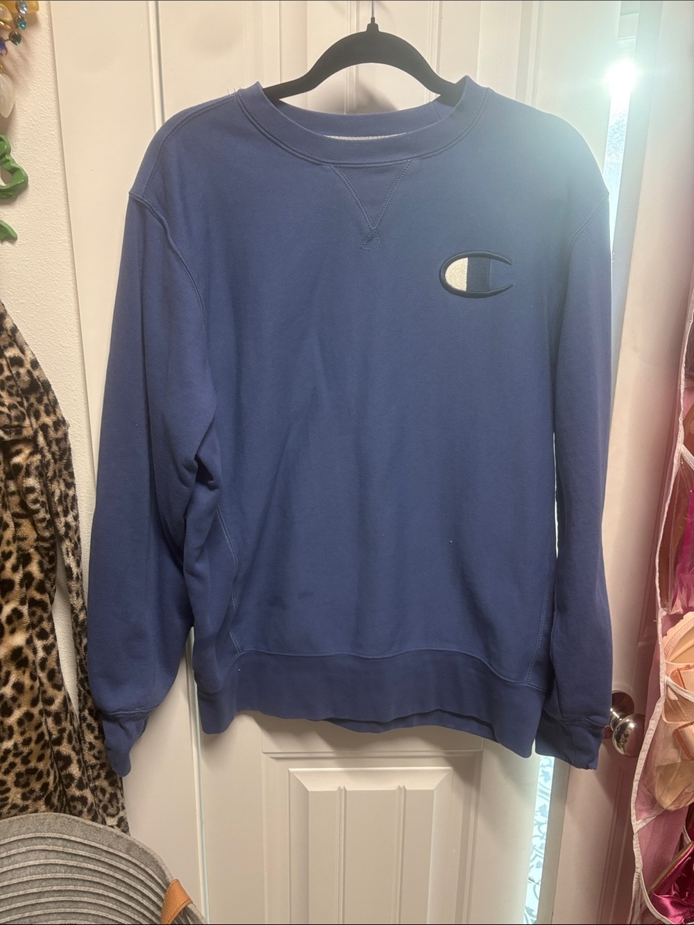 Champion Royal Blue Crewneck Sweatshirt with Embroidered C Logo